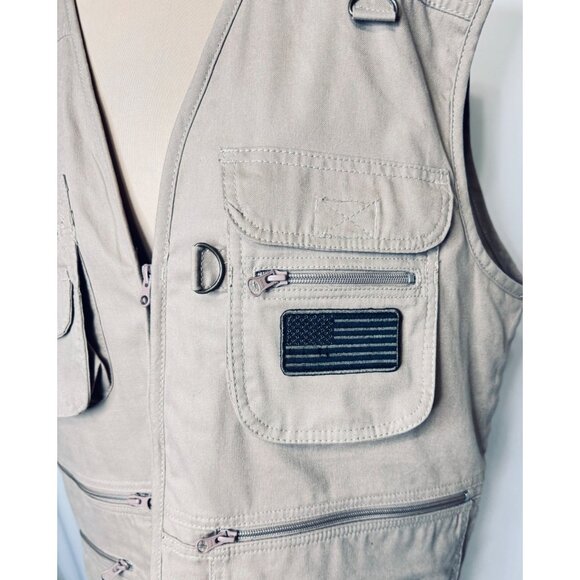 HQ Issue Tan Vest Men's Large L Tactical Hunting Vest Conceal Ammo Pockets - Picture 2 of 8